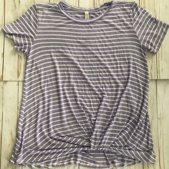 Flamingo Urban Tops - Purple and white striped top.